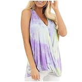Tantisy Women Summer V Neck Boho Floral Print Tank Tops Casual Sleeveless Shirts Camis Tie-Dye Print