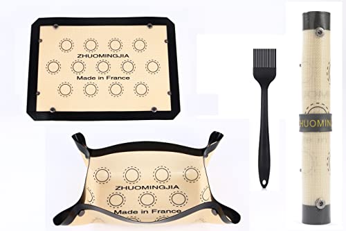 Zhuomingjia Leak Proof Silicone Baking Mat Sets,Reusable, Saves Parchment Paper（2 Pcs Silicone Baking Mat+Oil Brush） Bpa-Free，11.81X15.74Inch #TOP4