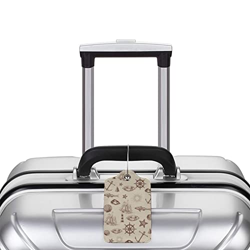 Image of PU Leather Luggage Tag, Suitcase Labels, Passport Stamp ID Tags Card, Baggage Bag Label with Stainless Steel Loop, Full Back Privacy Cover for Men Women Travel, Set of 2