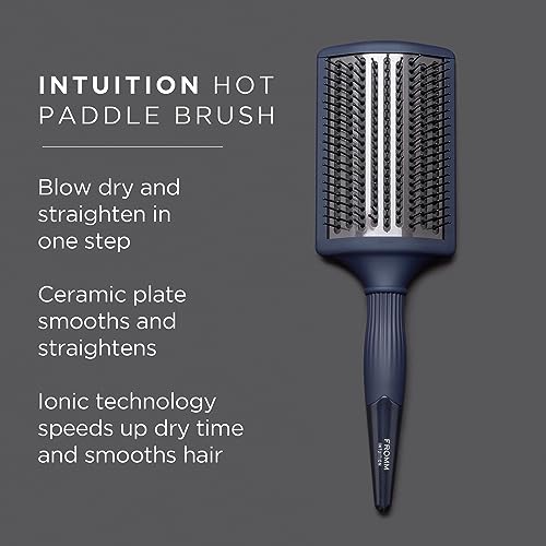 Fromm Intuition Ceramic Ionic Thermal Blow Dry Paddle Brush - Detangle, Dry, Smooth, And Straighten Thick, Wavy, Curly Hair In One Step For Women & Men #TOP1