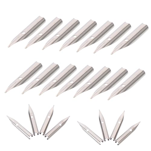 Uonlytech 20Pcs Calligraphy Pen Nibs Replacement Set Fountain Pen Nibs for Writing Easy to Install for Students Artists Home and Office Use