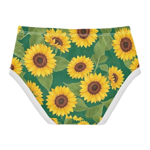 Toddler Girl Briefs, Yellow Sunflowers Petals Girls Cotton Underwear, 2–8 Years2