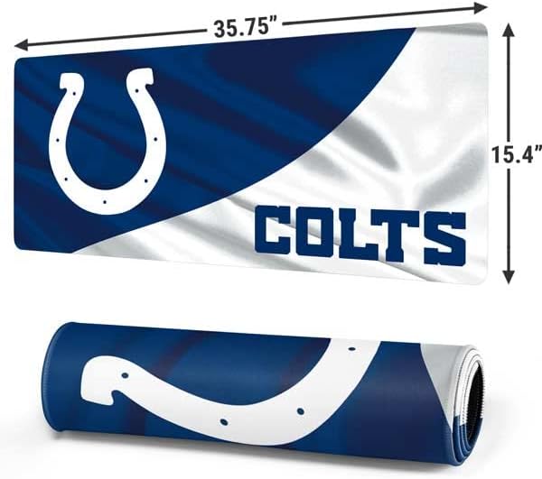 Skinit Extra Large Gaming Mouse Pad - Officially Licensed Indianapolis Colts Design with Stitched Edges, Waterproof, Non-Slip Rubber Base, Desk Mat for Keyboard & Mouse, 35.75" x 15.4" inches