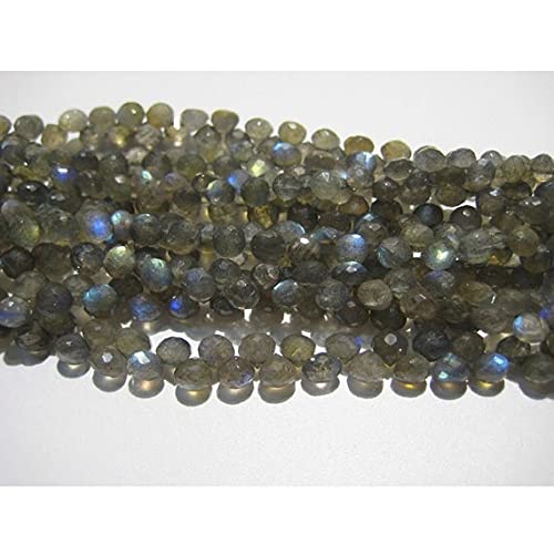 Labradorite perles 8mm bleues en fil briolette facettée pour collier fait main