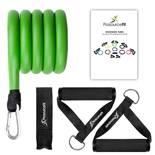 Image of ProsourceFit Single Stackable Resistance Bands with Door Anchor and Exercise Guide, 8-12 LB, Heavy Duty Fitness Tube for Full-Body Exercises and Home Workouts