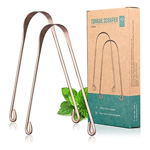 Y-Kelin 2 Pcs Copper Tongue Scraper Tongue Brush for Oral Care (2 pcs Copper) Cover