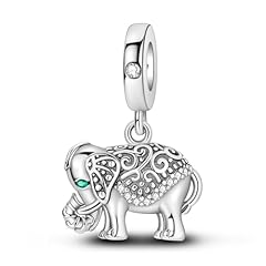 Silver Vintage Floral Elephant