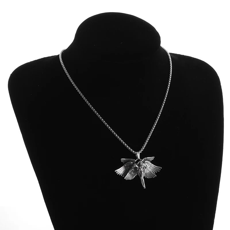 Collier d'ange pour filles en argent sterling 925 rétro