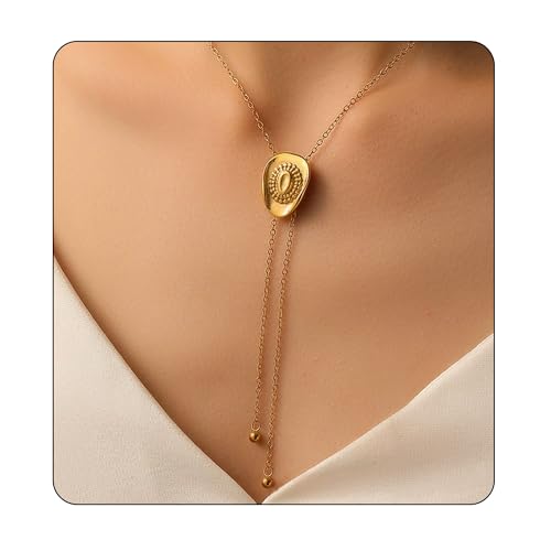DANDUOSO Western Choker Necklace for Womens Bolo Tie Necklace Cowboy Carter Accessories Gold Western Cowboy Jewelry Adjustable Long Necklace for Women (Gold)