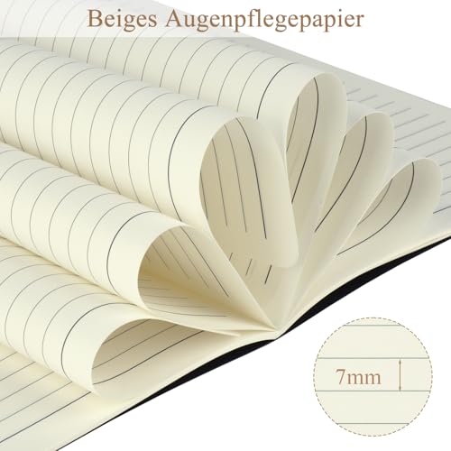ZCZN Notizbuch A5 liniert, 5 Stück schwarze Kraft Cover Notizheft mit 30 Blatt, Heft für Büro und Schule