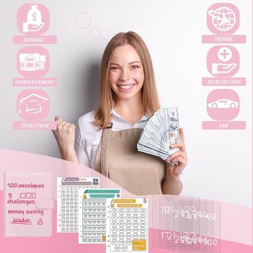 Antner 100 envelopes Challenge Binder Savings Challenges Book to Save $5.050, 10.000 e $500, planeja