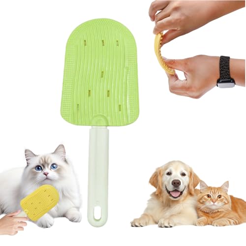 Pet Ice Cream Massage Comb Cat Double-Sided Grooming Brush Cat Tongue Brush for Cats Grooming Easily Removes Fur Reducing Hairballs (Green)