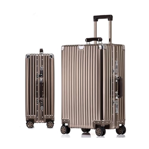 ZHANGshouf Maleta de Aluminio Grande Plateada, Equipaje de Mano, 4 Ruedas, Cabina, Cerradura de combinación TSA, Dorada, 26 Pulgadas