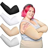 Chuarry 4 Paar Armstulpen in Übergröße für Damen und Herren, UV-Sonnenschutz, kühlende Eisseide, Armwickel für schlaffe Arme, Klassische Farbe, 5X-Large