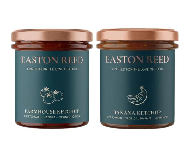 EASTON REED Gourmet Ketchup Set – Prodotto artigianalmente in Germania – Farmhouse & Banana Ketchup – Duo 530ml – Salse Barbecue Premium senza aromi artificiali – Regalo per Foodies