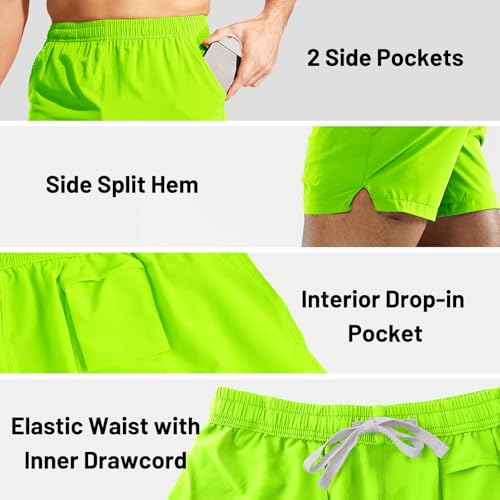Image of MIER Men's Workout Running Shorts Lightweight Active 5 Inches Shorts with Pockets, Quick Dry, Breathable
