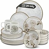 Moritz & Moritz Blossom - Vajilla de porcelana para 6 personas, 24 piezas, diseño divertido, servicio de café fácil de limpiar con platos, cuencos y tazas