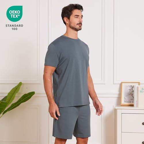 netdraw Men's Ultra Soft Bamboo Viscose Pajama Sets Lightweight Comfy Lounge Sleep Short Sleeve Pjs Sleepwear2