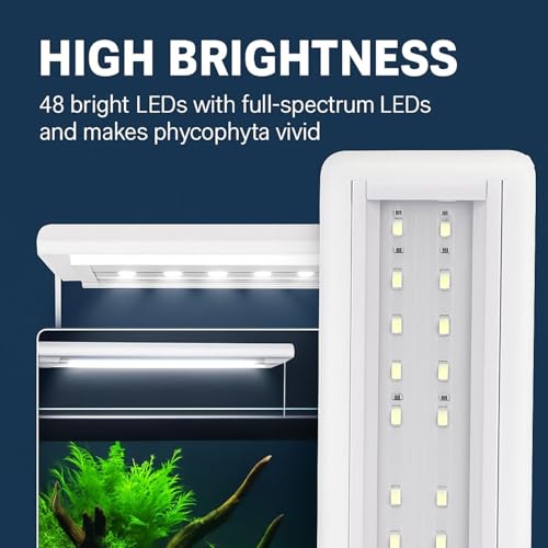 Image of VAYINATO P-600 Series LED Aquarium Light - Full Spectrum (WRGB) High Brightness, Extendable Brackets (50-60cm), Energy-Saving Fish Tank Lighting for Freshwater & Saltwater Plants