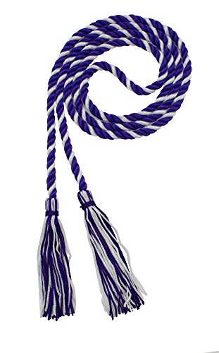 Image of Graduation Honor Cord - Purple /White - Every School Color Available - Made in USA