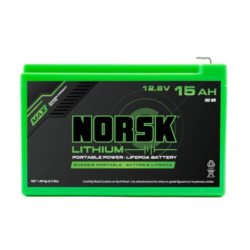 Norsk Lithium 12.8V 15Ah LiFePO4 Battery with Charger, IP67