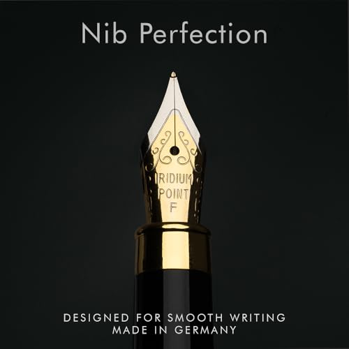 Image of Wordsworth & Black Fountain Pen Set, Luxury Bamboo Wood - Fine Nib, Gift Case; Includes 6 Ink Cartridges, Ink Refill Converter -Journaling, Calligraphy; Drawing, Smooth Writing [Cherry Wood]