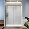 SUNNY SHOWER Glass Shower Door Frameless Double Sliding Shower Glass Door, 1/4 inch Clear Glass Shower Panel, Stainless Steel Hardware, Bathroom Sliding Door, Black Finish 46.5-48 in.W x 72 in.H