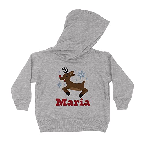 Reindeer Maria Christmas Kids Hoodie Sweatshirt Toddler 2T Heather Grey