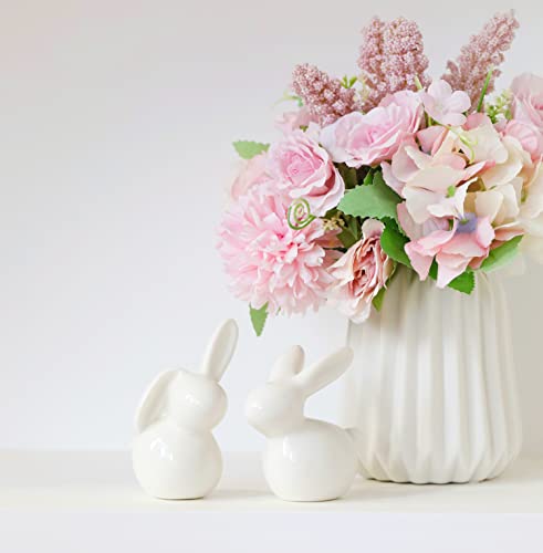 Ceramic Bunny Rabbit Ceramic Bunny Figurine Christmas Decorations Rabbit, Porcelain Modern Art Home Decor, A Set Of 2 Rabbit Decor, Easter Bunny Rabbits, Easter Decorations Bunny Decorations For Home #TOP2
