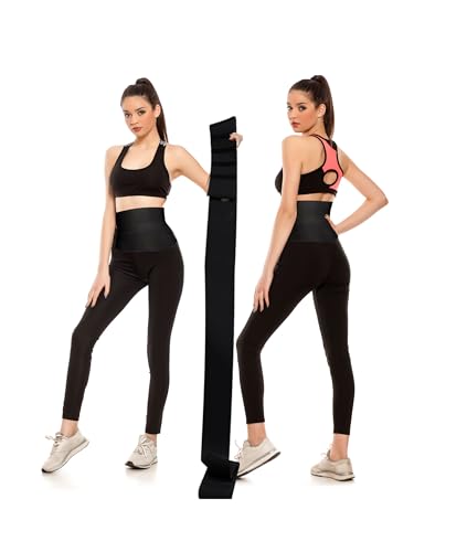 Waist Trainer for Women - Adjustable Postpartum Belly Wrap Tummy Control Bandage & Core Stability, Elastic Waist Trimmer Belt for Fitness, Daily Use, Black