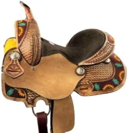 Leather Western Barrel Racing Horse Saddle Handmade Premium Comfort Horse Saddle for Best RidingTrail Equestrian Tooled Carved Size: 10-18 inches Seat Available, UG11