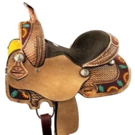 Premium Leather Western Barrel Racing Horse Saddle Tooled Carved Riding Trail Equestrian Best Horse Riding for Rider Tack, Size:10-18 inches Seat, RE11 (11)