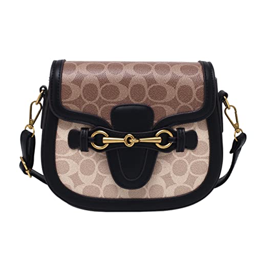 Women Small Crossbody Bags Women Golden Buckle Leather Purse Handbag Fashion Design (black)