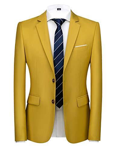 MOGU Men's Slim Fit Sport Coat Blazer Casual Formal Suit Jacket for Party Business Wedding Prom and Homecoming Size 32 Mustard