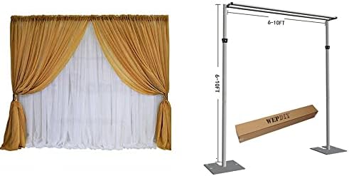 Portable Adjustable Backdrop Kit /Portable Pipe and Drape Backdrop Kit 10' x 10' for Wedding Decoration and Party Decoration by WEPDIY (Tall-10ft* 2 Cross Bar10ft)