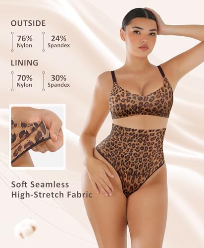 Image of FeelinGirl Thong Shapewear Tummy Control Mid Waisted Seamless Shapewear for Women Moderate Compression