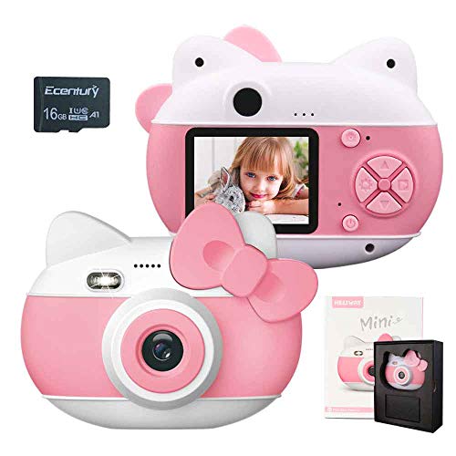 Kids Camera for Girls,12MP Digital Mini Video Camera for Children, IPS Screen, Rechargeable and Shockproof Camera for 3-10 Year Old Girls,Birthday Christmas Toy Gifts (16G SD Card Included)