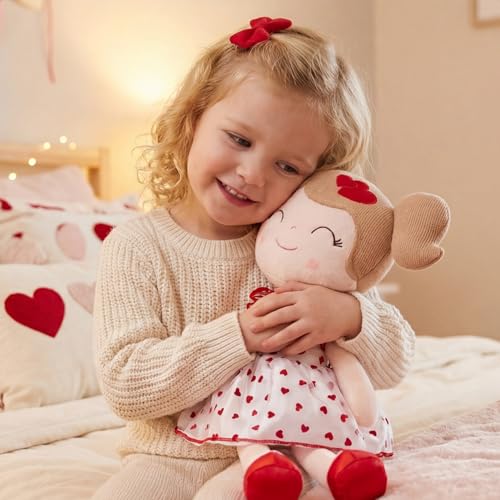 Gloveleya Baby Doll Valentines Day Gifts I Love You Gifts Soft Toy Plush Dolls Red Flocking Heart Girl - image 7