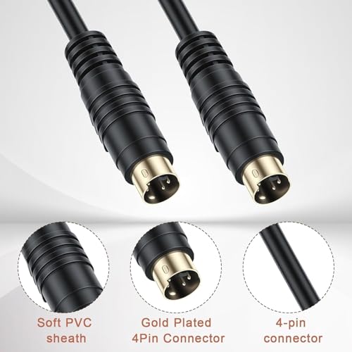 Image of HAKUHO RadioShack 4pin S-Video Male to 4 Pin S video Male Cable Lead 3.65 Meters for TVs, VCRs, Satellite Receivers, Laptop, PC Graphic Card, HDTV, VCR, DVD.