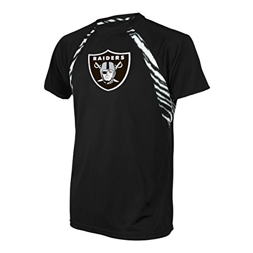 Officially Licensed Zubaz Men's NFL NFL Men's Zebra Accent Raglan, Oakland Raiders, Size Small
