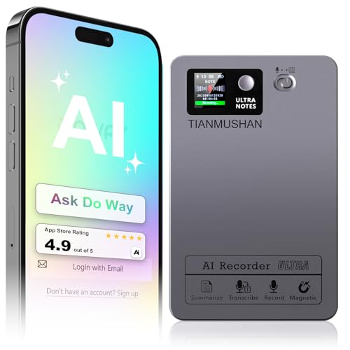 AI Voice Recorder, Supports 152 Languages, 64GB Memory APP Control Audio Recorder for Lectures, Meetings, Calls,AI Noise Cancellation Technology,Built-in Magnetic Ring,Mini Transcriber with Summary.