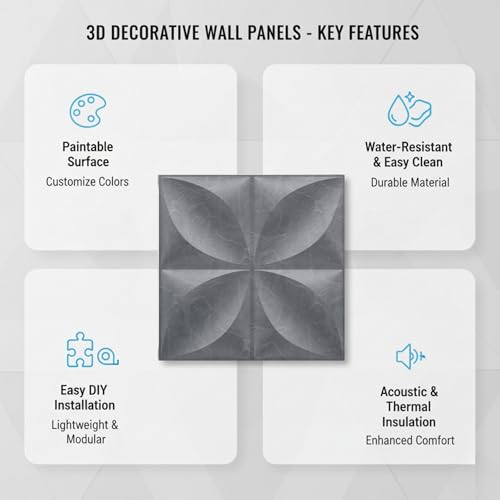 Image of Kayra Decor PVC Wall Panel Butterfly Design Gray Marble Color 19.7 inch x 19.7 inch (Pack of 40) - Covers 107.80 Sq. Ft.