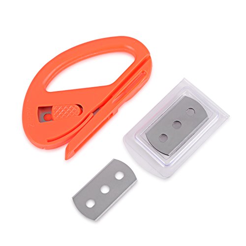 Foto von Winjun 2 stück Orange Autofolie Werkzeug Folienschneider Sicherheitsschneider Hobbymesser Bastelmesser Brieföffner mit 10 pack Ersatzklingen