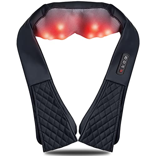 Mynt Shiatsu Shoulder And Neck Massager With Heat,Electric Back Massage Pillow With 8 3D Deep Kneading Nodes For Full Body Pain Relief, Relaxing Gift For Parents Lover Friends To Use At Home/Office #TOP18