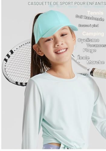 Cysocool Casquette de Baseball Fille 3-8 Ans Été Chapeau de Soleil Enfant Réglable Chapeau de Baseball en Queue de Cheval Visière de Golf Tennis Visière Junior Chapeau de Plage Cyclisme Pêche Course – vue 8