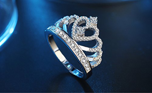 LIOYSIUT Crown Ring Colored Rose Gold White Zirconia Cubic