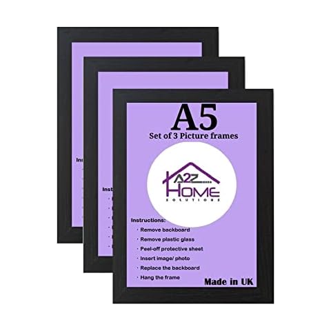 A2Z Home Solutions® A5 Black Photo Frame Multipack Set of 3 ( 21x14.8 cm ) Picture Frame Portrait & Horizontal Wall Hanging A5 Photo Frame Living room Gallery Cover
