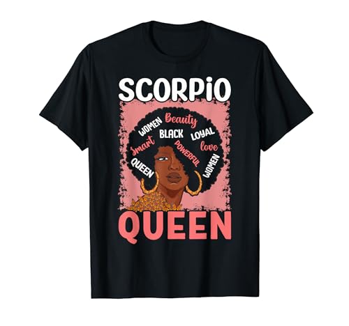Scorpio Queen Birthday Zodiac Costume Black Woman Maglietta