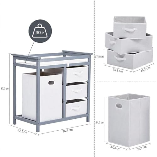 Table à Langer Bébé avec Commode 3 Tiroirs et Matelas Imperméable Garvee - 3