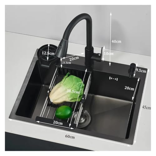 Fregadero de cocina de acero inoxidable de alta resistencia con grifo integrado y gran cubeta 6